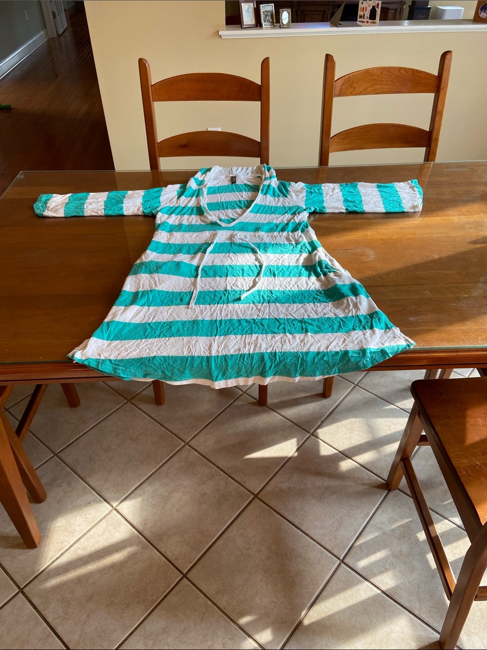 Kenneth Cole Reaction Green and White Striped Swim Cover-up  M